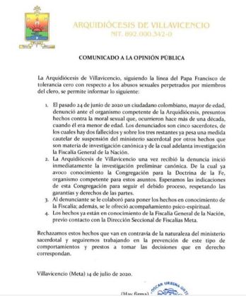 Vuelve y juega: otros cinco sacerdotes denunciados por presunto abuso de menores en Villavicencio 2