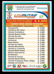 Estas son las nuevas tarifas del transporte colectivo y de taxis en Villavicencio 2