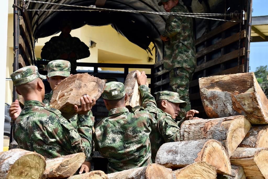 Ejército incautó más de 200 troncos de madera en Mitú 1