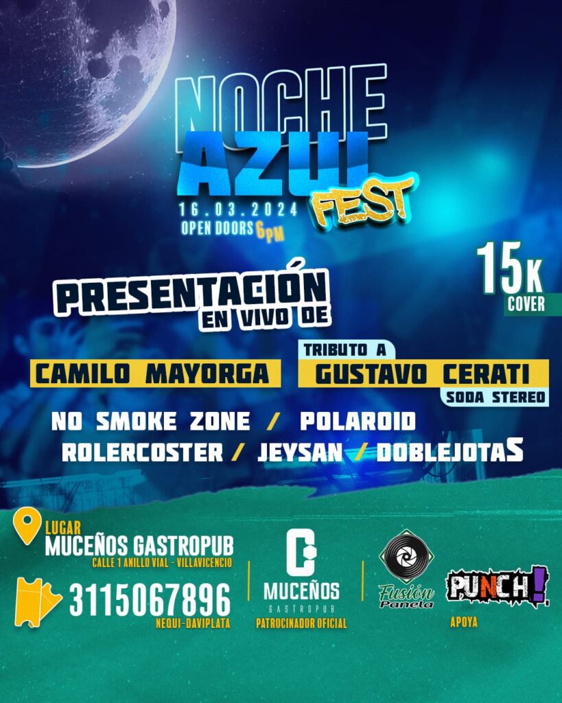 Así será la 'Noche azul' de Camilo Mayorga y las bandas emergentes de Villavicencio 2