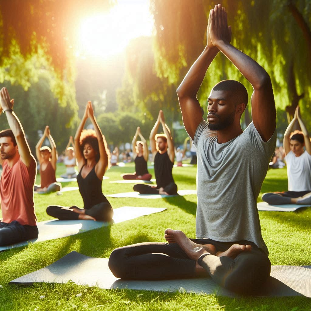 Deje el estrés y disfrute del Día Internacional del Yoga 1 Foto generada por IA.