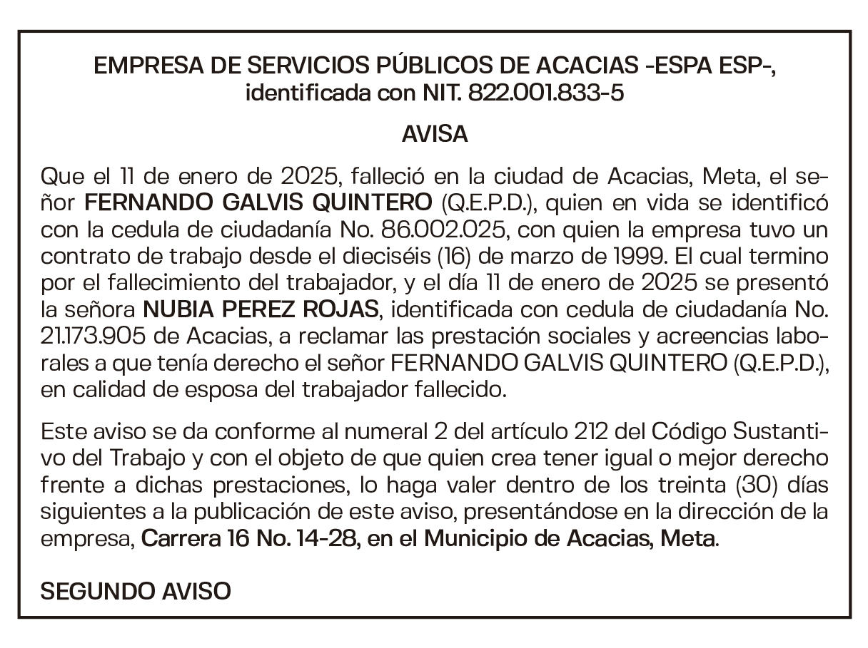 EMPRESA DE SERVICIOS PÚBLICOS DE ACACIAS -ESPA ESP-, 1