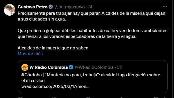 Petro reclamó duramente a mandatarios regionales que no apoyarán día cívico mañana 2