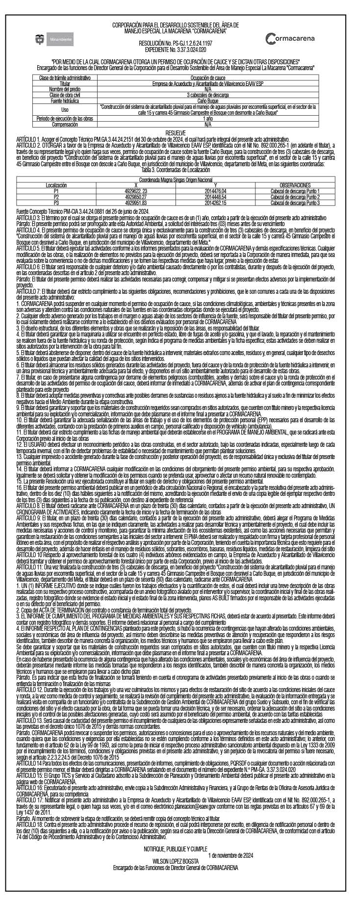 CORMACARENA RESOLUCIÓN No. PS-GJ.1.2.6.24.1197 1