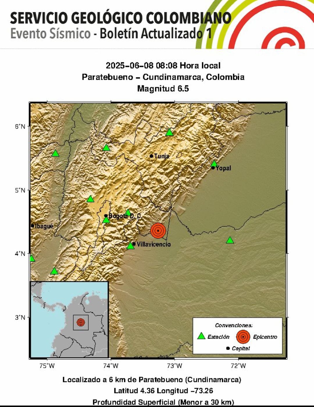 Temblor de 6,5 sacudió al Meta y el centro de Colombia 1