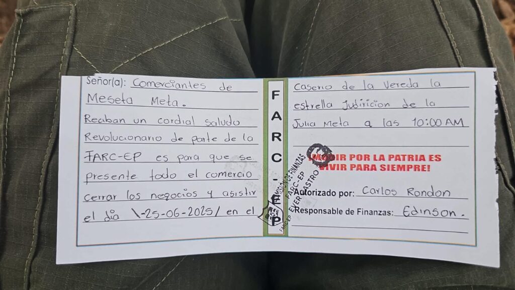Disidencias de las Farc extorsionan y paralizan comercio en El Castillo y Mesetas 2 Disidencias de las Farc extorsionan y paralizan comercio en El Castillo y Mesetas 2