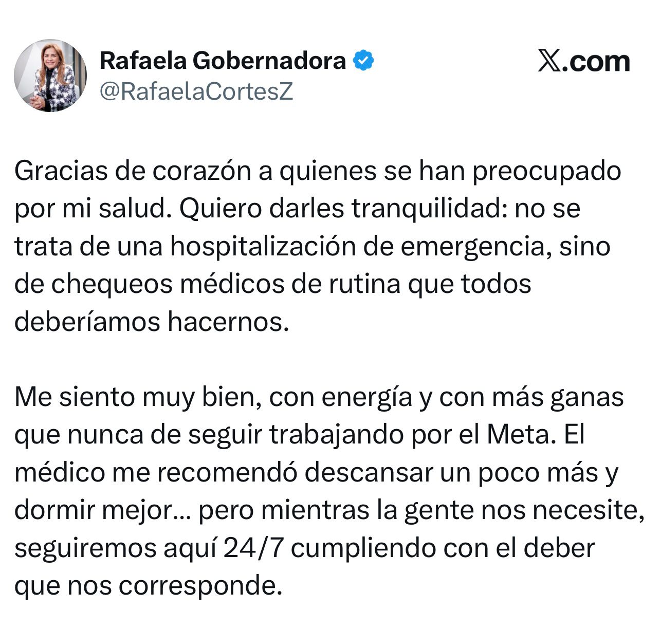 “No fue una hospitalización de emergencia”: la gobernadora despeja dudas sobre su salud 2 “No fue una hospitalización de emergencia”: la gobernadora despeja dudas sobre su salud 2
