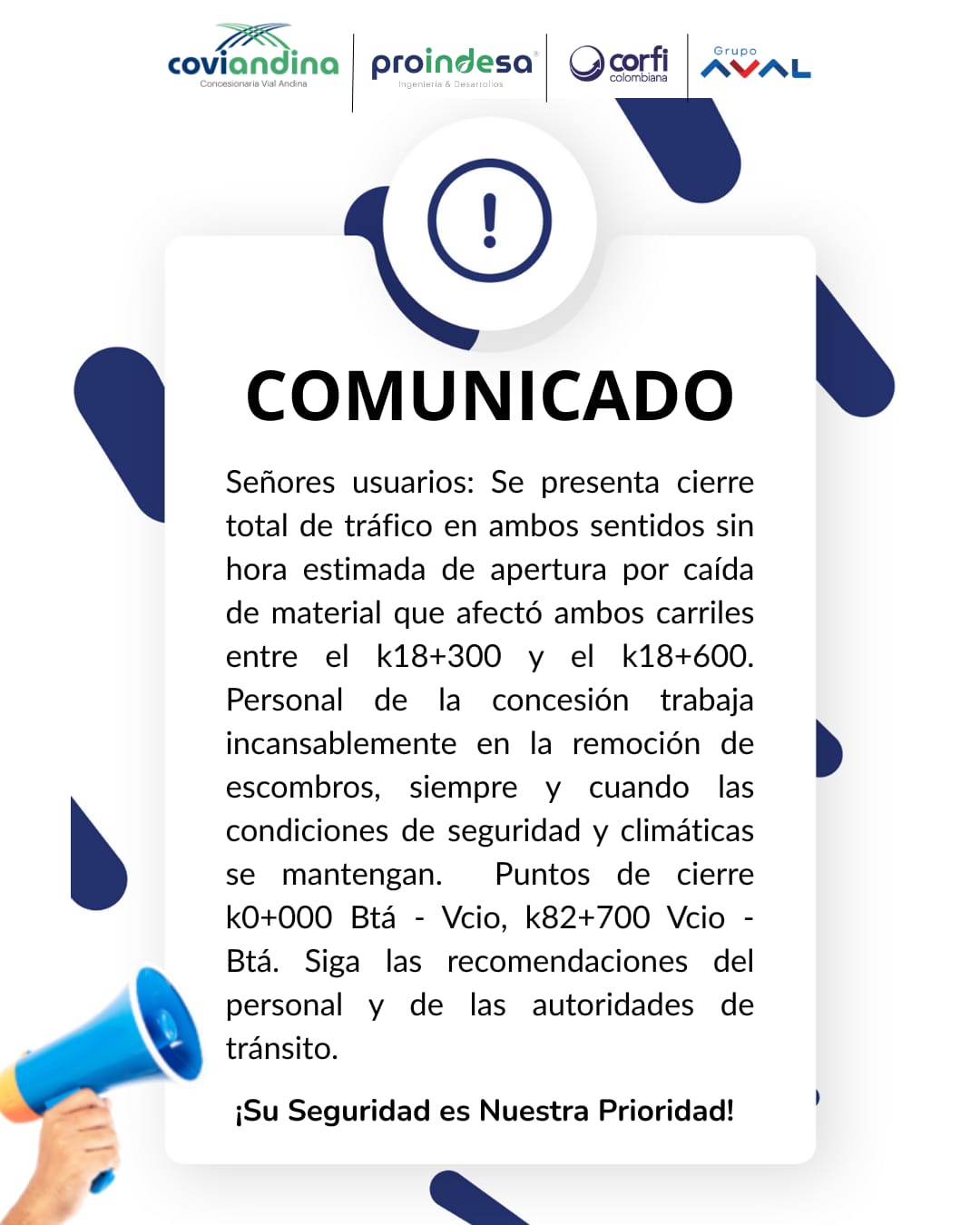 Caída de material provoca cierre total en la vía Bogotá – Villavicencio 2