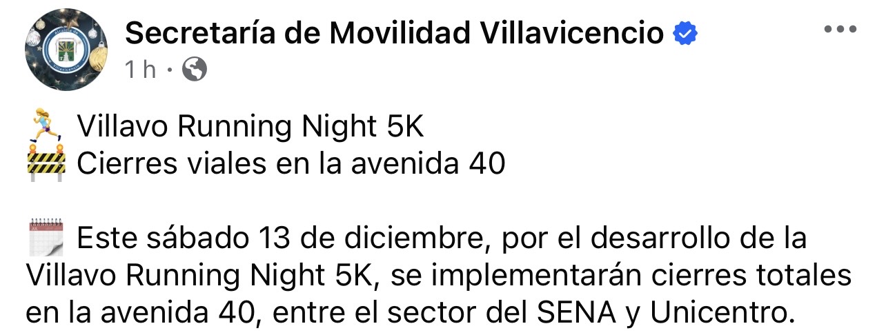 Avenida 40 tendrá cierre total por evento deportivo hoy sábado 2