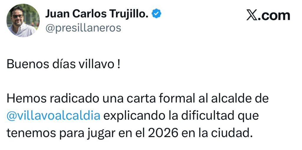 Presidente de Llaneros advierte dificultades para jugar en Villavicencio en el 2026 2