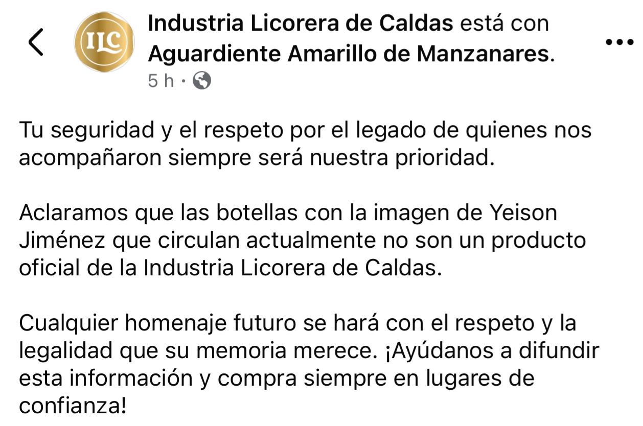 ¡Atención consumidores! Circula aguardiente falso con imagen de Yeison Jiménez 2