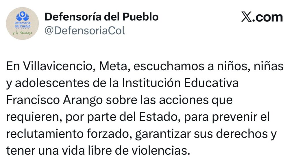 Reclutamiento forzado de menores sigue siendo una grave amenaza, advierte la Defensoría 3