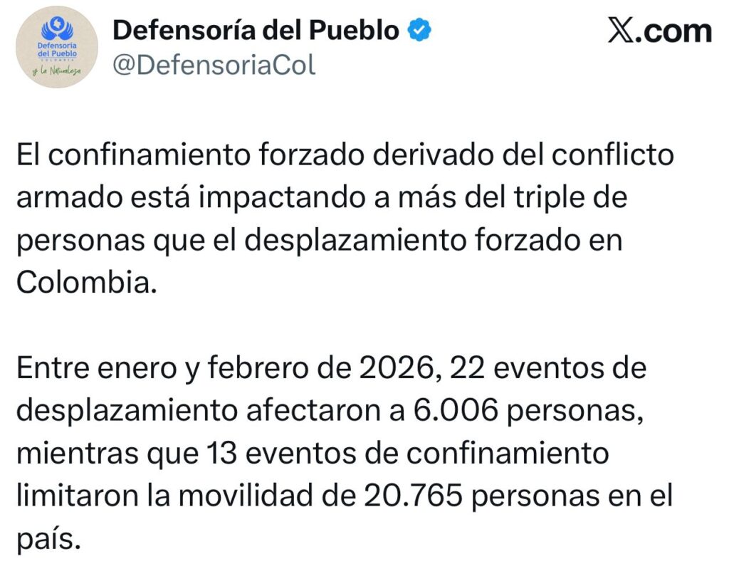 Confinamiento por conflicto armado triplica el desplazamiento: alerta por impacto en Vichada 2