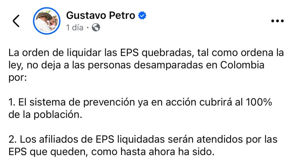 Estas son las EPS que podrían ser liquidadas tras el anuncio del presidente Gustavo Petro 2