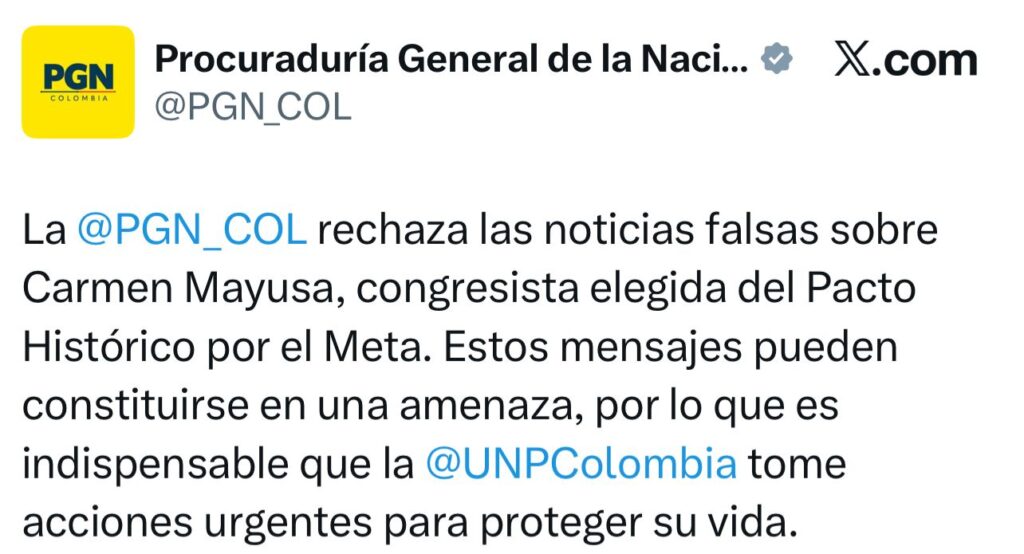 Procuraduría solicita medidas de protección para Carmen Mayusa por circulación de noticias falsas 2