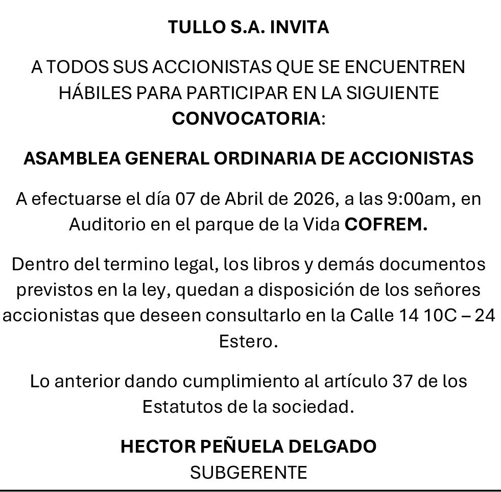ASAMBLEA GENERAL ORDINARIA DE ACCIONISTAS - TULLO - 1