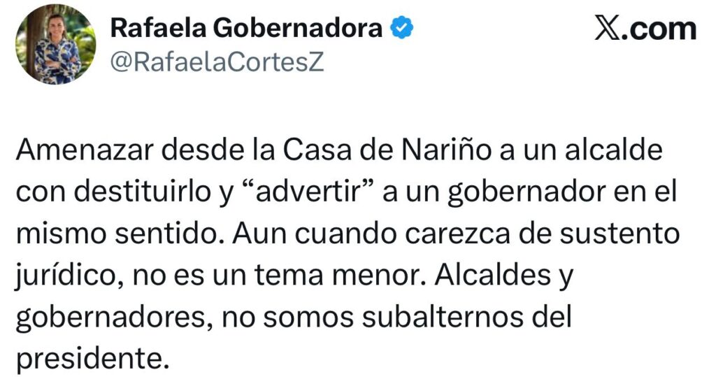 ‘No somos subalternos del presidente’, Rafaela Cortés, tras choque con Petro por el impuesto predial 3 ‘No somos subalternos del presidente’, Rafaela Cortés, tras choque con Petro por el impuesto predial 3