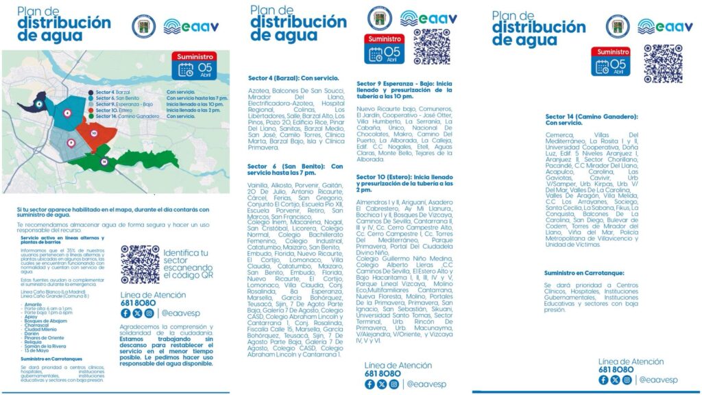 Villavicencio: Conozca los turnos en el suministro de agua para hoy domingo 5 de abril. 2 Villavicencio: Conozca los turnos en el suministro de agua para hoy domingo 5 de abril. 2