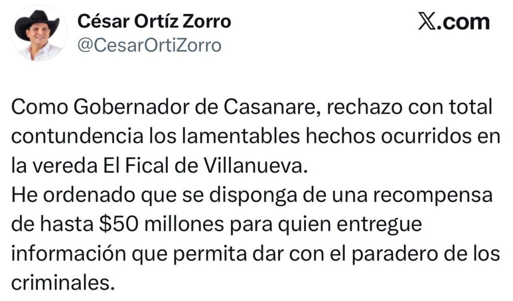 Cinco hombres asesinados en ataque armado en zona rural de Villanueva, Casanare 2