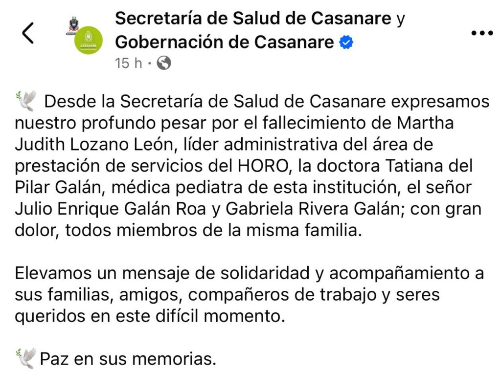 Luto en Casanare: Estas eran las vidas detrás de la tragedia en la vía Yopal – Villavicencio 3