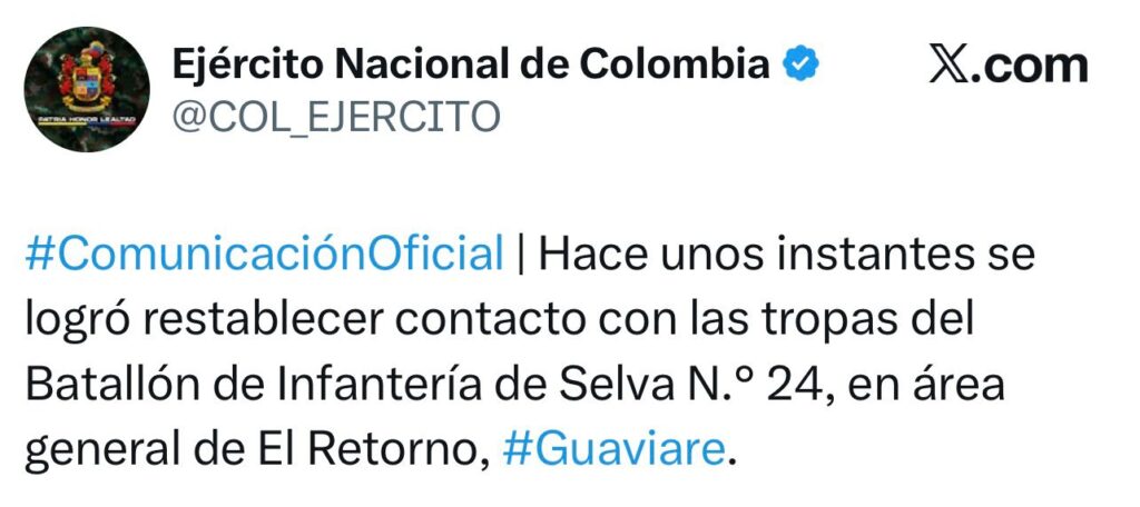 Ejército confirma que tropas incomunicadas desde el pasado viernes en Guaviare están a salvo 2