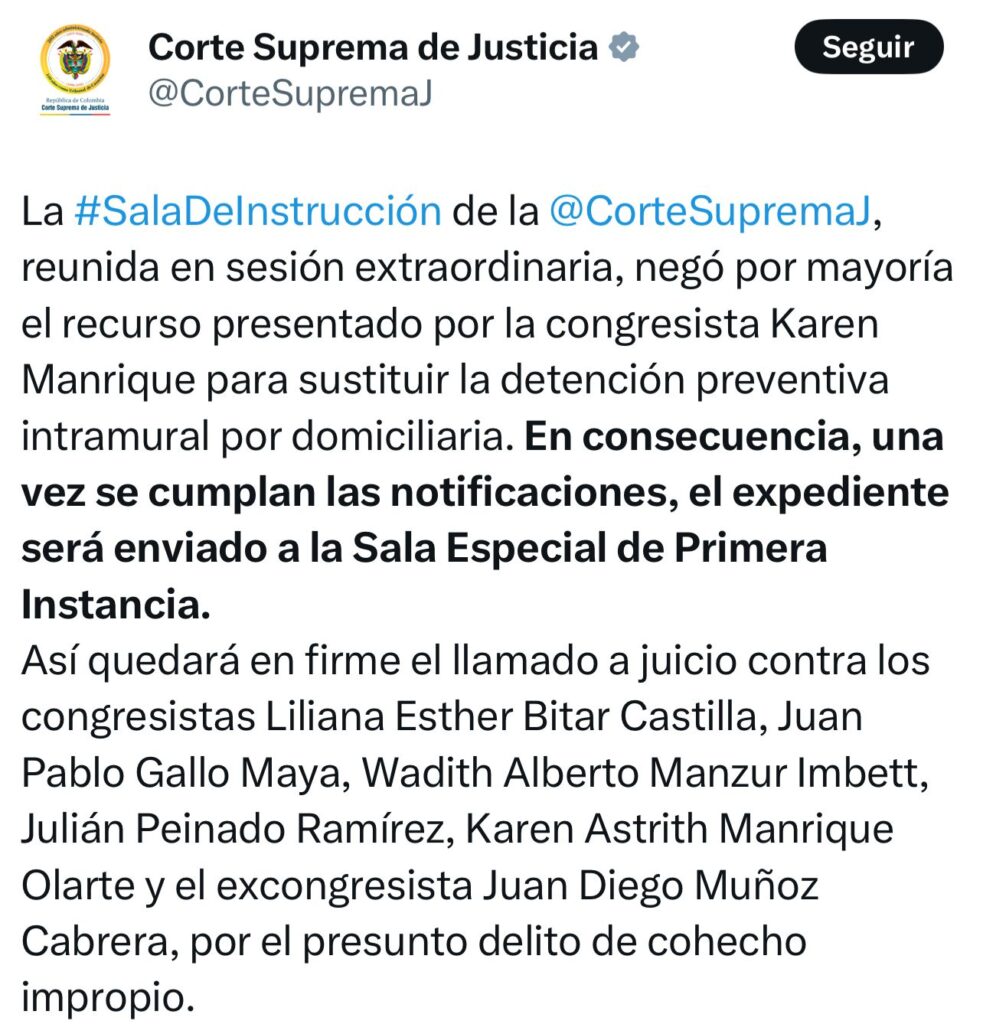 Corte Suprema deja en firme llamado a juicio contra Juan Diego Muñoz por caso UNGRD 2
