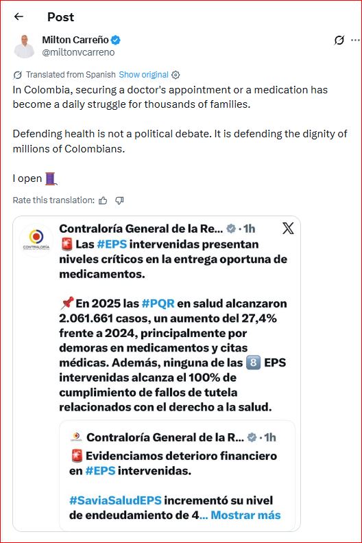 Deudas de EPS intervenidas superan los $121 mil millones en el Meta 2