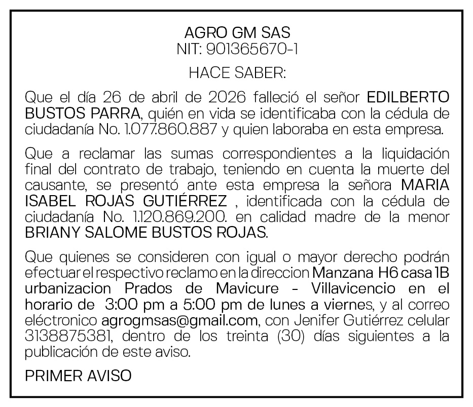 AGRO GM - EDILBERTO BUSTOS PARRA 1