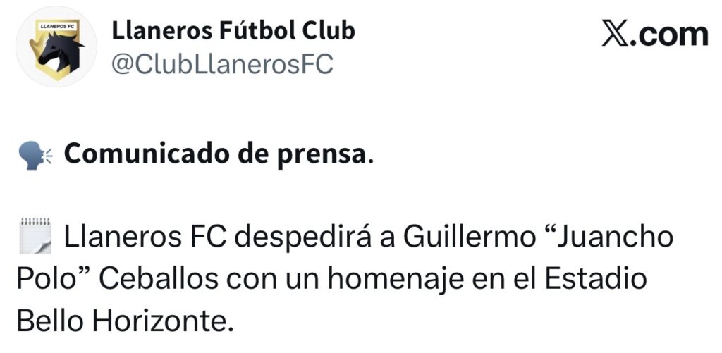 Llaneros FC abrirá el Estadio Bello Horizonte para despedir a ‘Juancho Polo’ 2