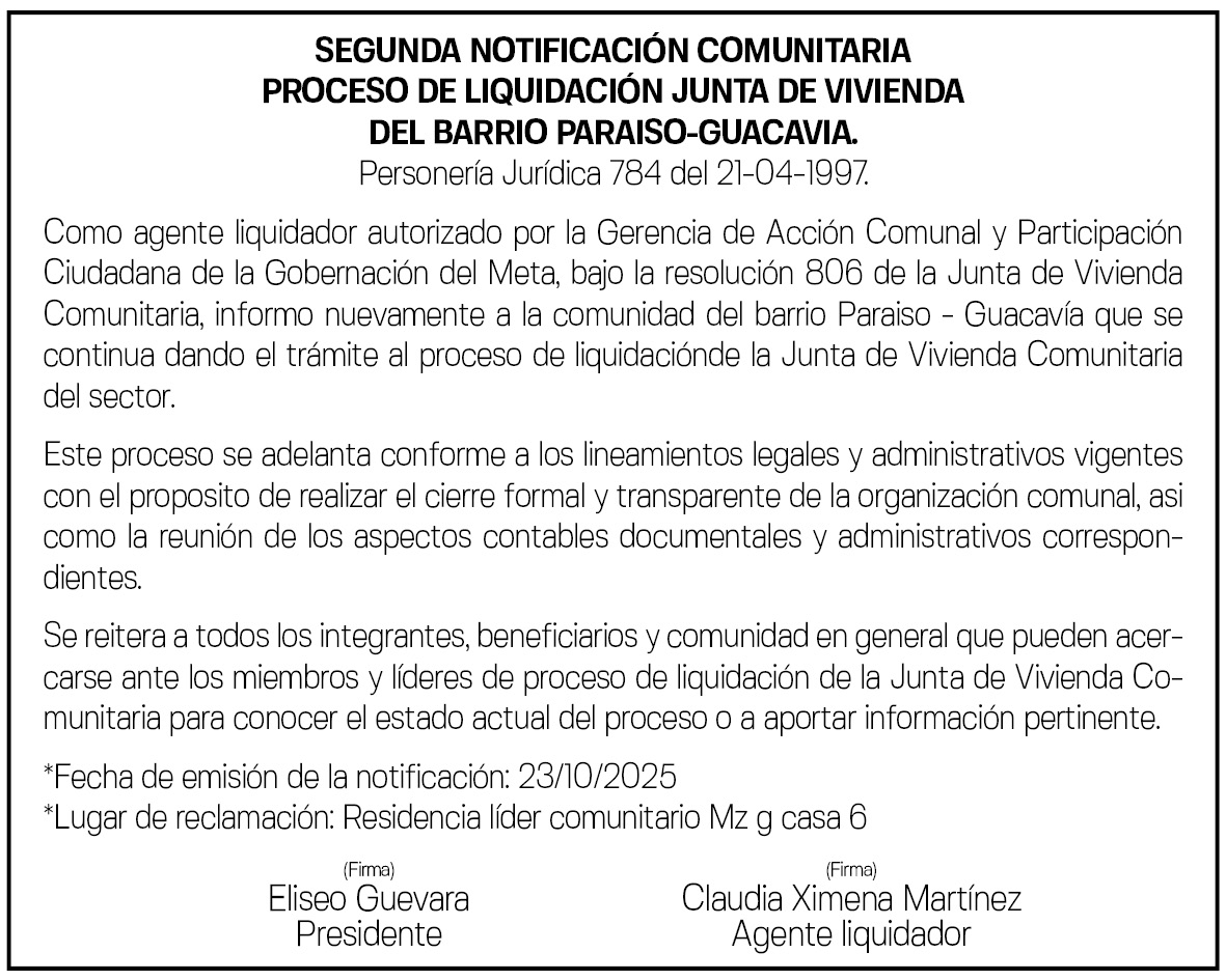 SEGUNDO AVISO BARRIO PARAISO - GUACAVIA 5