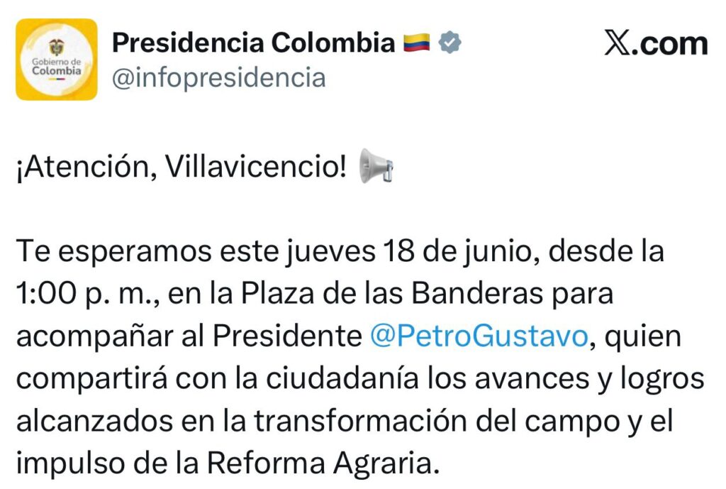¿Por qué estará Petro en Villavicencio? Esta es la razón 2 ¿Por qué estará Petro en Villavicencio? Esta es la razón 2