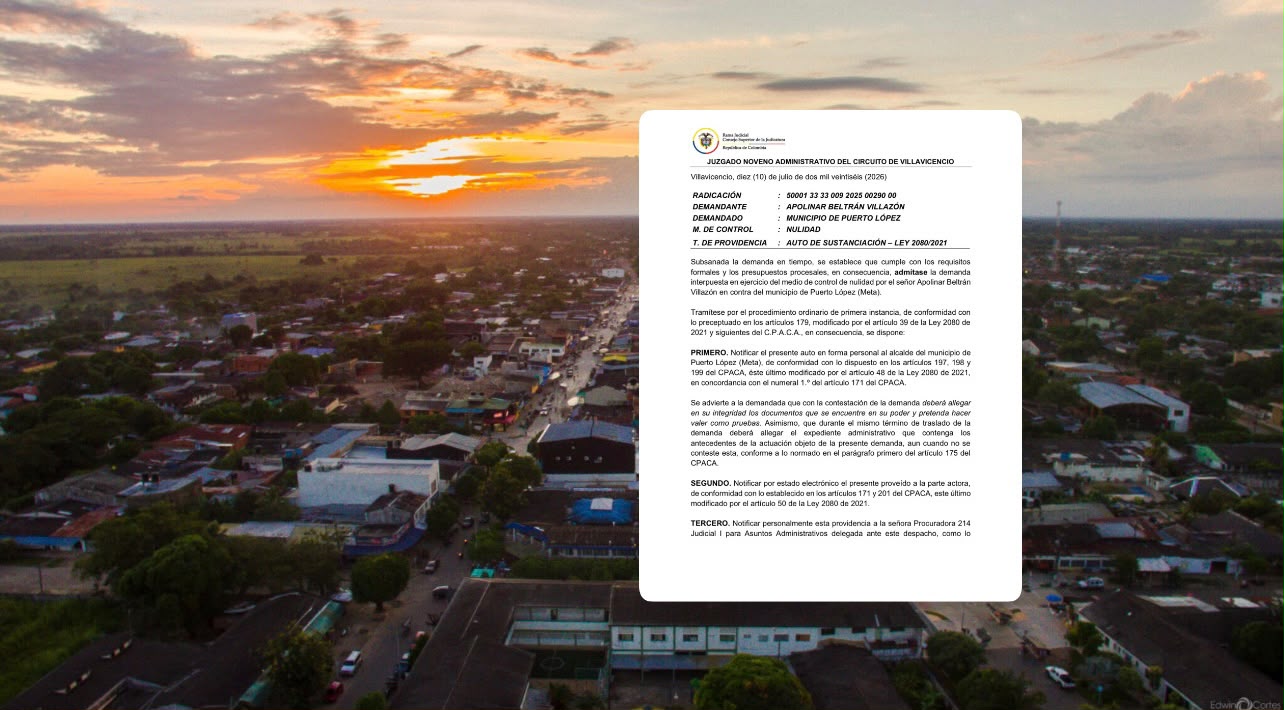 Admiten demanda de nulidad contra empréstito de $45.000 millones en Puerto López 1