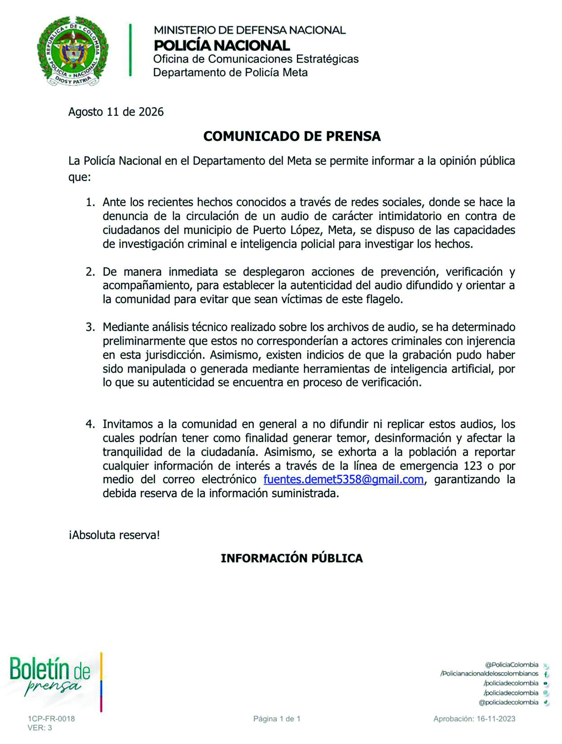 FLIP alerta por amenazas contra dos periodistas en Puerto López: fueron declarados objetivo militar 2