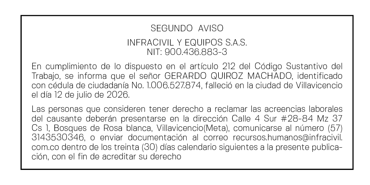 SEGUNDO AVISO - INFRACIVIL Y EQUIPOS - GERARDO QUIROZ MACHADO 1