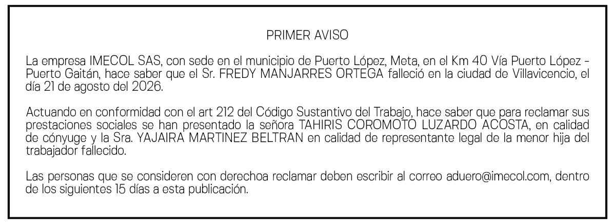 PRIMER AVISO IMECOL FREDY MANJARRES ORTEGA 1