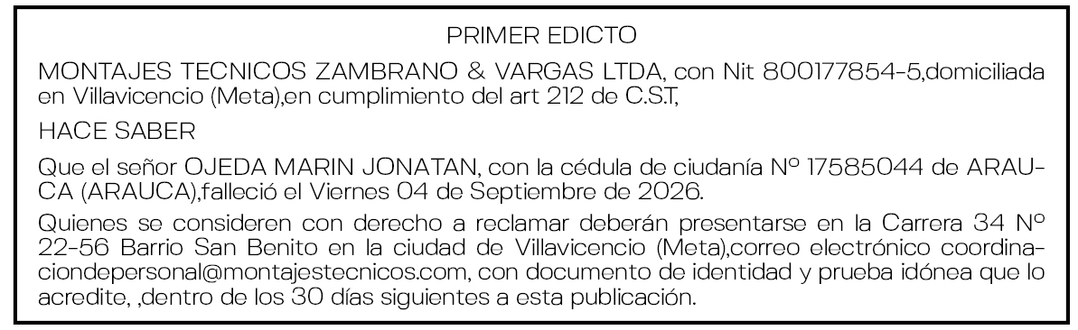 PRIMER EDICTO MONTAJES TECNICOS ZAMBRANO & VARGAS OJEDA MARIN JONATAN 1
