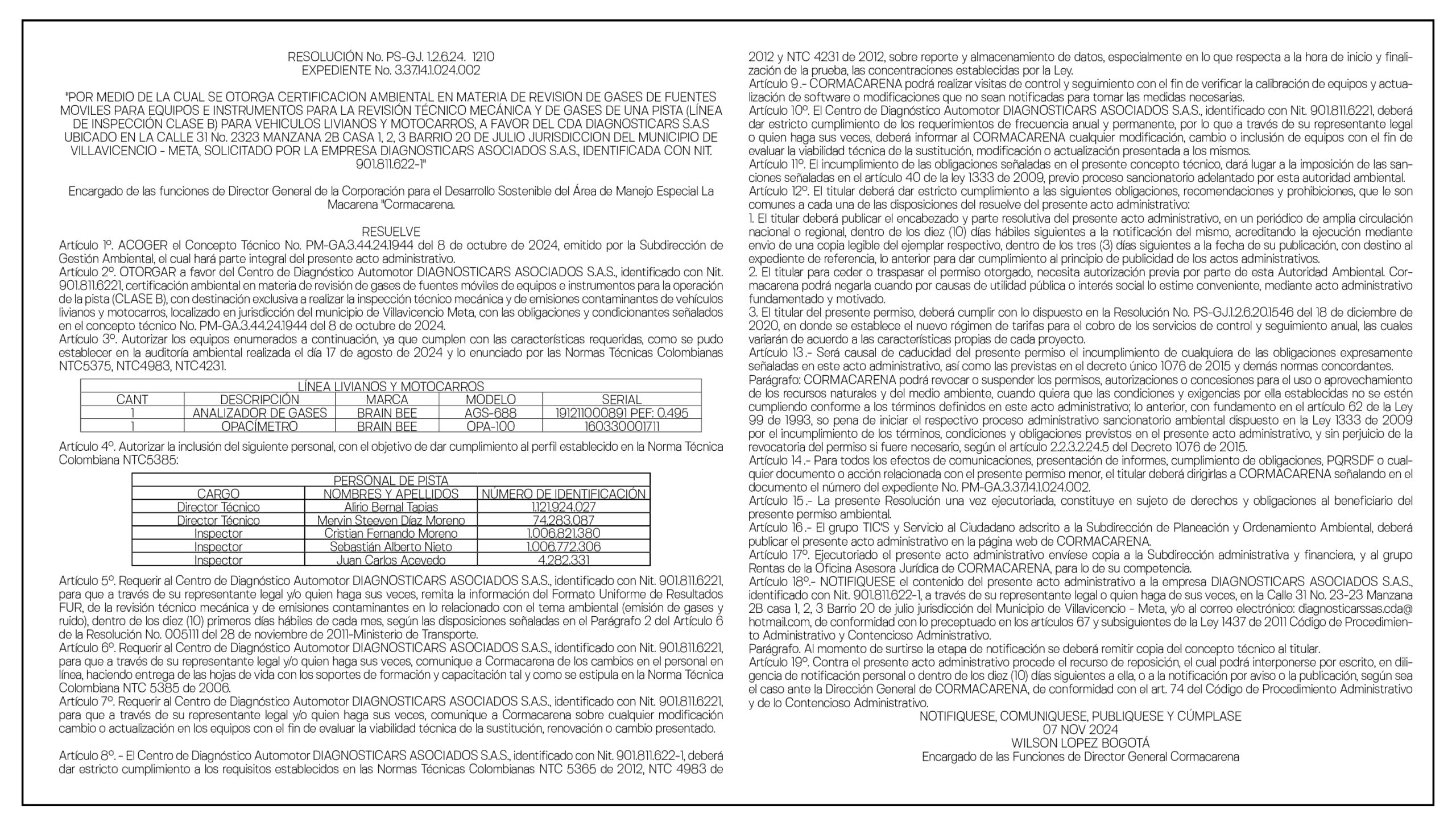 RESOLUCIÓN No. PS-GJ. 1.2.6.24. 1210 - EXPEDIENTE No. 3.37.14.1.024.002 1