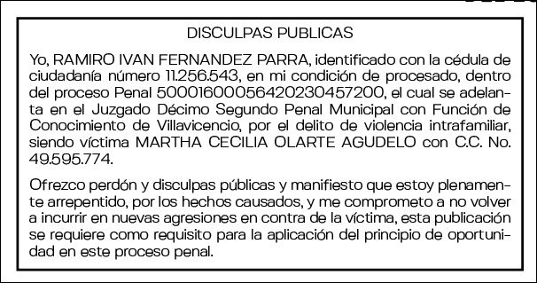 DISCULPAS RAMIRO IVAN FERNANDEZ PARRA 1