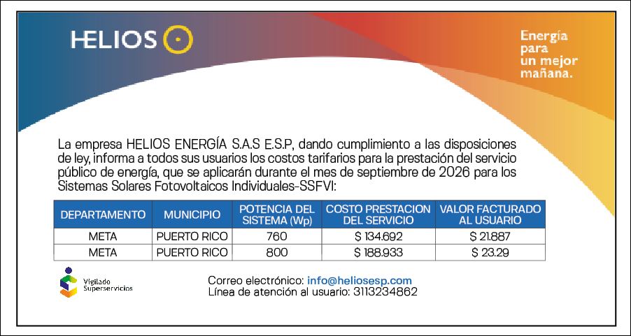 HELIOS - TARIFAS SEPTIEMBRE DE 2026 1