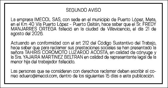 IMECOL - FREDDY MANJARRES - SEGUNDO AVISO 1