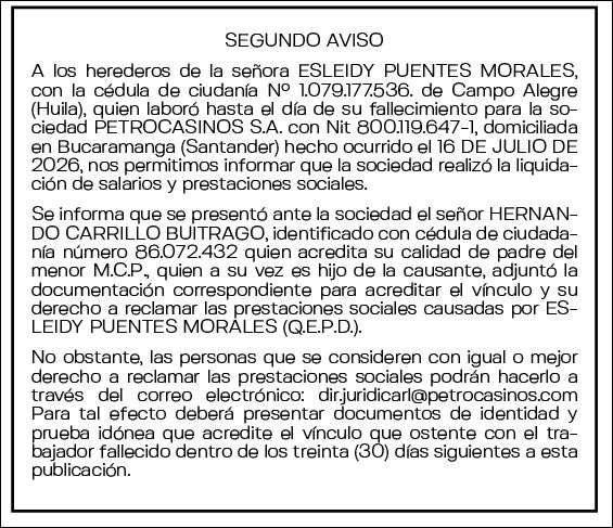 PETROCASINOS - ESLEIDY PUENTES - SEGUNDO AVISO 1