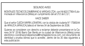 MONTAJES TECNICOS ZAMBRANO - EDICTO JONATHAN OJEDA - SEGUNDO AVISO 1